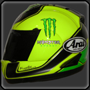 peinture sur casque Arai RX7 GP jaune fluo pour la moto