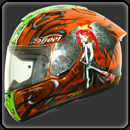 peinture sur casque Shoei X spirit 2 avec chrome orange et dark angel